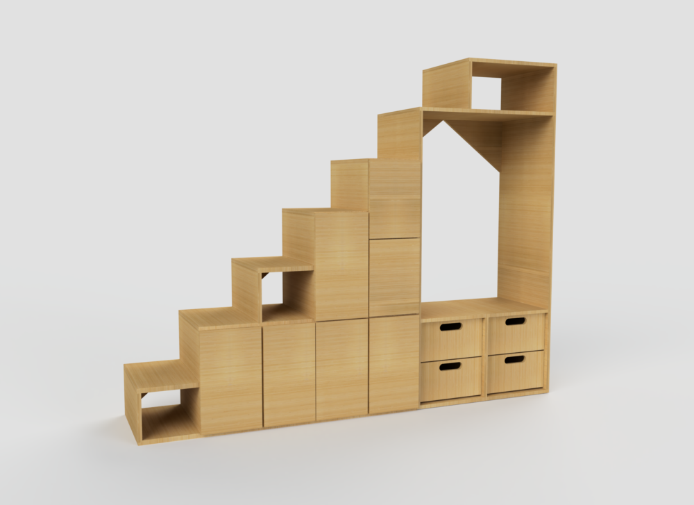 Tiny Home kit, tiny home components, DIY tiny home, Tiny home loft stairs, tiny home interior, tiny home build kit, loft stairs, under stair storage, multifunctional stair case, tiny home function, tiny home for sale