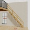 The 9 ft base model bamboo folding stair, set against a wall on the right