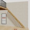 The 11 ft base model bamboo folding stair without railing, set against a wall on the right