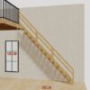 The 11 ft base model bamboo folding stair, set against a wall on the right
