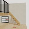 The 4 ft base model bamboo folding stair without railing, set against a wall on the right