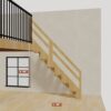 The 5.5 ft base model bamboo folding stair, set against a wall on the right
