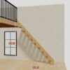 The 8 ft base model bamboo folding stair without railing, set against a wall on the right